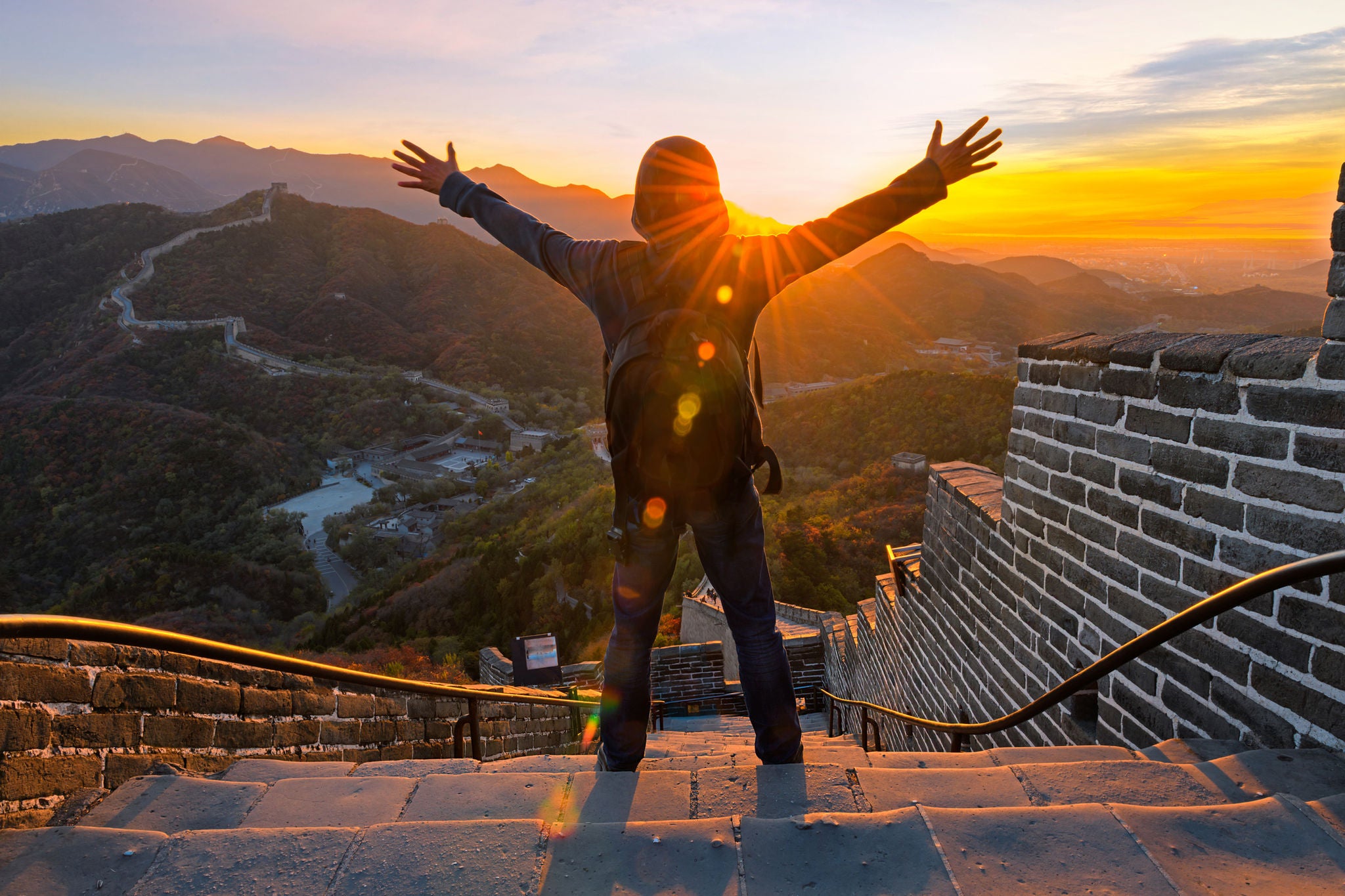 Young hiker at Great wall ,Beijing,China